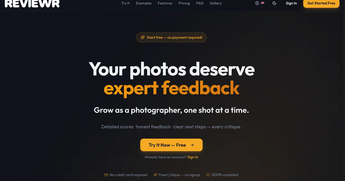 REVIEWR — Instant AI Photography Critique